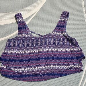 Charlotte Russe Purple and Blue Patterned Tank Top